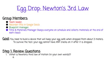 Preview of Newton's Third Law Egg Drop