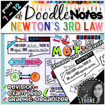 Preview of Newton's Third Law of Motion Doodle Notes + Quiz
