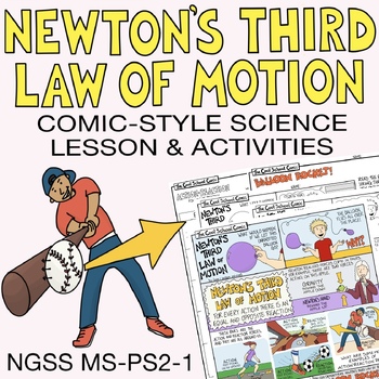 Preview of Newton's Third Law of Motion - Worksheet, STEM Activity, Doodle Notes, Slides