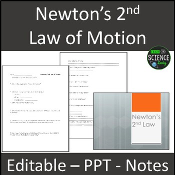 Preview of Newton's 2nd Law:  PPT and Student Note Sheets