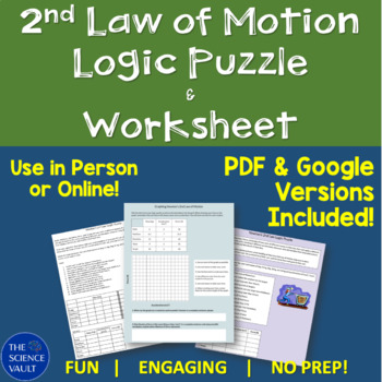 Preview of Newton's 2nd Law of Motion F=ma Logic Puzzle + Graphing Worksheet