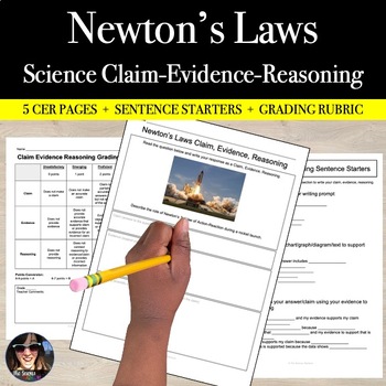 Preview of Newtons Laws Activity - CRITICAL WRITING - Science Claim Evidence Reasoning