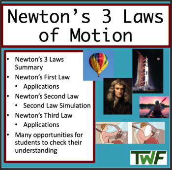Preview of Newton's 3 Laws of Motion Lesson - Google Slides and PowerPoint Lesson Package