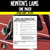 Newtons Laws of Motion Activity - Force and Motion One Pager