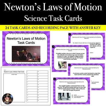 Preview of Newtons Laws of Motion Activity - Science Task Cards