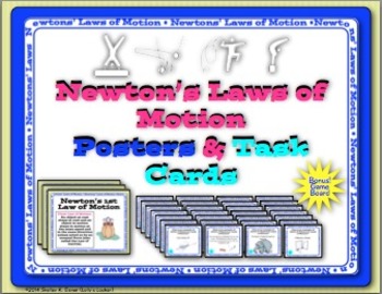 Preview of Newton's Laws of Motion Posters and Task Cards