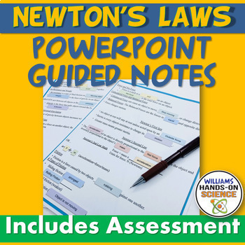 Preview of Newtons Laws of Motion PowerPoint Guided Notes Digital Assessment