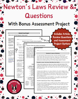 Preview of Newtons Laws of Motion Project - Middle School Science