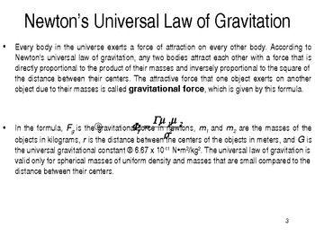 Preview of Newton’s Universal Law of Gravitation