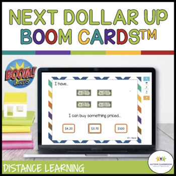 Preview of Next Dollar Up BOOM Cards for Prices for Special Education Money Skills Practice