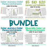 Next Dollar Up BUNDLE Color in Money Math Worksheets for S