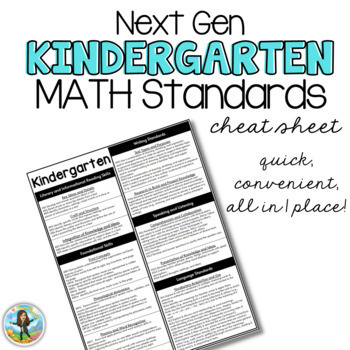 Preview of Next Gen KINDERGARTEN MATH Learning Standards Cheat Sheet