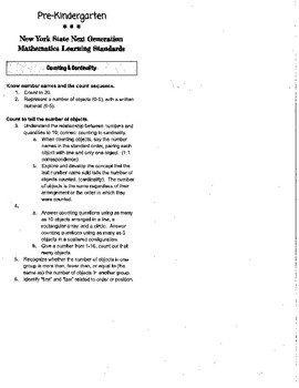 Preview of Next Generation NYS Math Standards Flip Chart