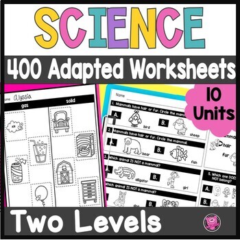 Preview of 1st Grade Science Worksheets - Adapted Science Units Special Education