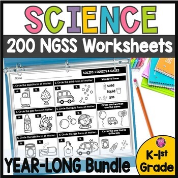 Preview of 1st Grade Science Worksheets & Activities Yearlong Kindergarten Science Bundle