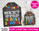 Next Stop Middle School Card Gift Tags, Last Day of 5th 6t
