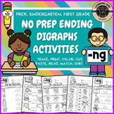 Ng Ending Digraph Worksheets + Activities PreK, TK, Kinder