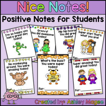 Preview of Nice Notes! Positive Notes for Students! Lunchbox note message 