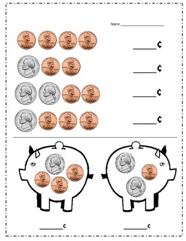 nickel and penny piggy bank practice by ambedu tpt