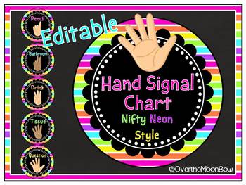 Nifty Neon Chalkboard Style Hand Signal Display | Editable by Over The ...