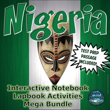 Preview of Nigeria Interactive Notebook and Lapbook Activities with ELA Test Prep Passage