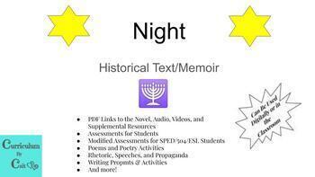 Preview of Literary Nonfiction: Night Unit Study, Assessments, & Activities