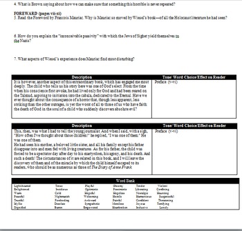 Night by Elie Wiesel Close Reading Guide by ELA Reading and Writing ...