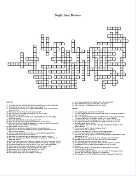 Night Crossword by Jon Hendrickson TPT