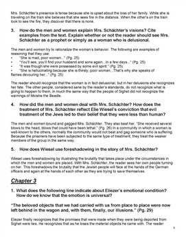 Night - Elie Wiesel - Student Study Questions with Answer Key | TpT