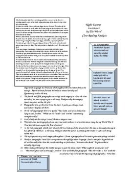 Preview of Night Excerpt End of Ch. 4 by Elie Wiesel Close Reading Analysis for students