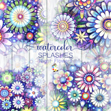 Night Flower Splashes - Watercolor Decorative Clipart Dais