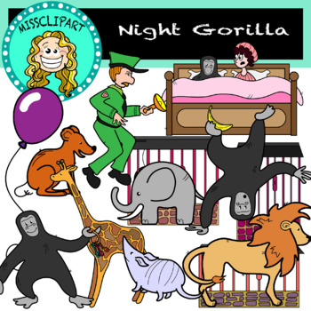Preview of Gorilla and Friends at the Zoo Clipart (Color and B&W){MissClipArt}