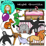 Gorilla and Friends at the Zoo Clipart (Color and B&W){Mis