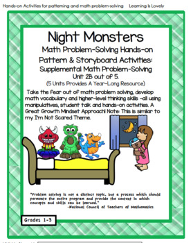 Preview of Night Monsters! Hands-on Activities For Math Problem Solving and Making Patterns