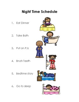 Preview of Night Time Schedule (Visual Task Analysis)- ABA, ASD, Special Education, Parents