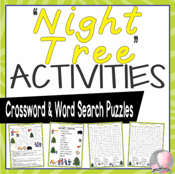Preview of Night Tree Activities Bunting Crossword Puzzle and Word Searches
