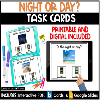 Preview of Night and Day | Science Task Cards | Boom Cards