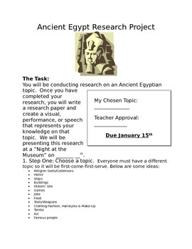 Preview of "Night at the Museum" Ancient Egypt Unit Outline Handout