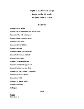 Preview of Night at the Museum Play Script