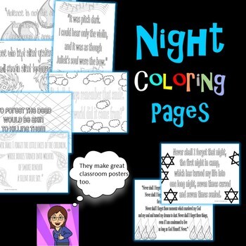 Preview of Night by Elie Wiesel  Coloring Pages: Mini Posters Digital Activity