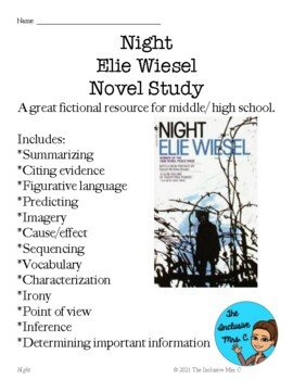 Preview of Night by Elie Wiesel Complete Novel Study