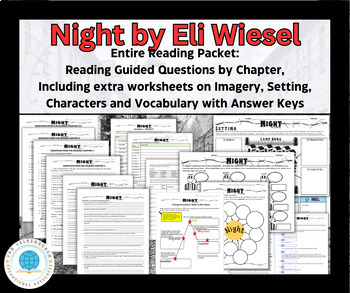 Preview of Night by Elie Wiesel Full Reading Worksheet Packet