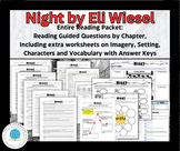 Night by Elie Wiesel Full Reading Worksheet Packet