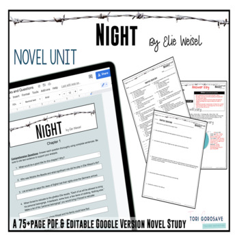Preview of Night by Elie Wiesel Novel Study BUNDLE - DIGITAL