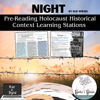 Preview of Night by Elie Wiesel Pre-Reading Holocaust Historical Context Learning Stations