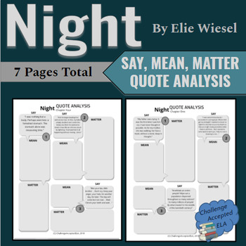 Preview of Night by Elie Wiesel QUOTE ANALYSIS