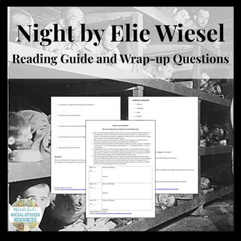 Preview of Night by Elie Wiesel Reading Guide and Response Prompts Holocaust Packet