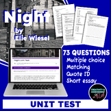 Night by Elie Wiesel Unit Test Final Exam Assessment Print