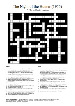 Night of the Hunter (1955) Crossword Puzzle by M Walsh TPT