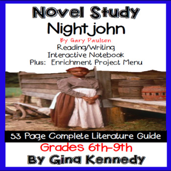 Preview of Nightjohn Novel Study & Project Menu; Plus Digital Option
